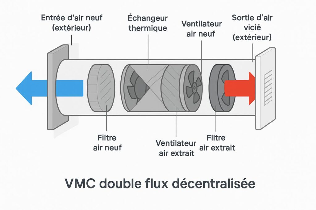schema d'une vmc double flux décentralisé