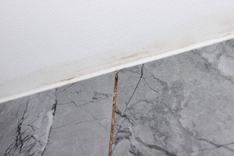 Moisissures au plafond d'une salle de bains mal ventilée, conséquence d'une VMC non conforme
